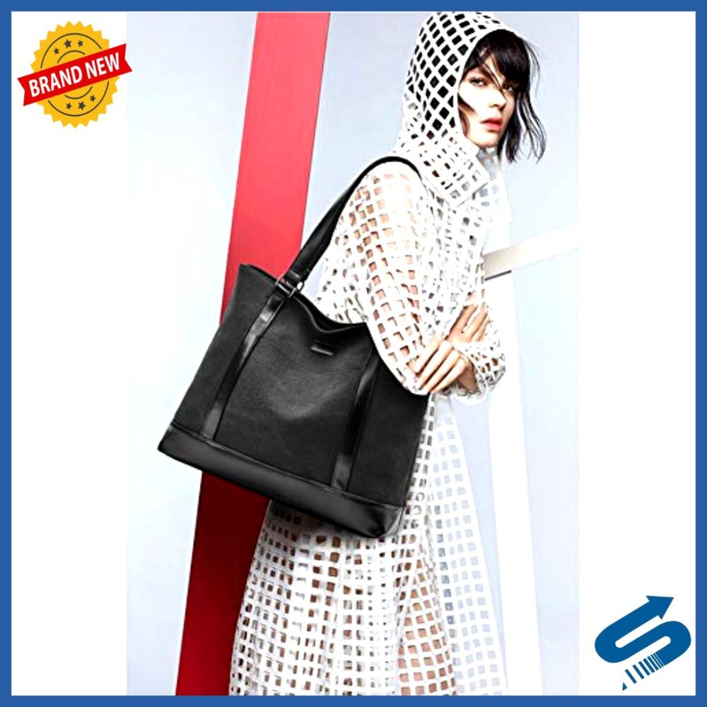 Canvas Tote Bag with Compartments Work Travel Office Laptop Shoulder Bag - Picture 2 of 7